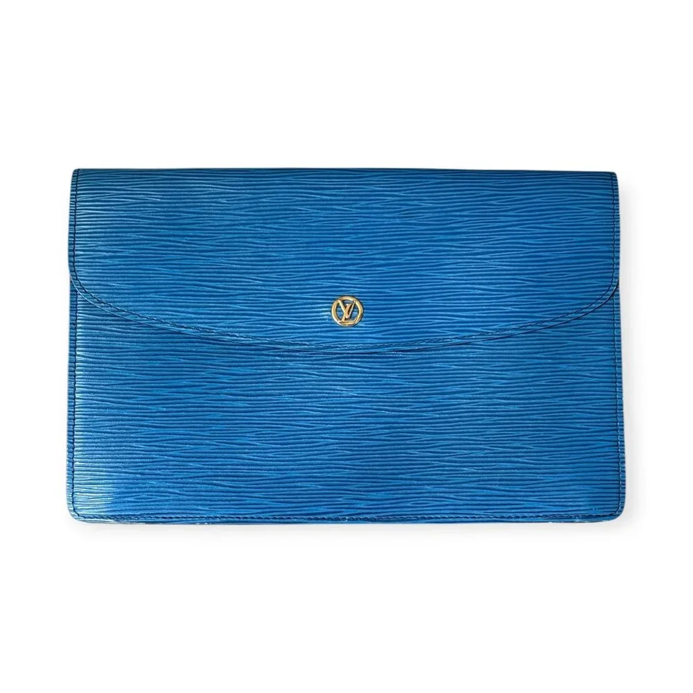 Louis Vuitton Blue Epi Montaigne 27 Clutch - Picture 2 of 9